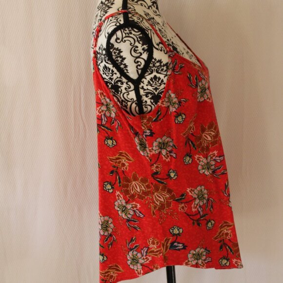 SALE TANK TOP SPAGHETTI STRAP TORRID RED + FLORALS SIZE 0 12 LARGE L PRE-LOVED - Picture 6 of 12